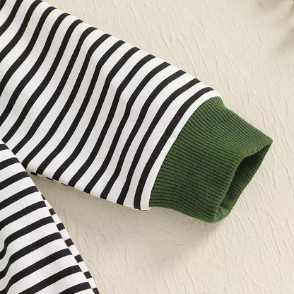 Long Sleeve Striped Tractor Baby Set