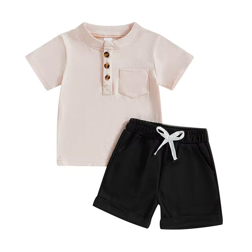 Short Sleeve Solid Shorts Toddler Set