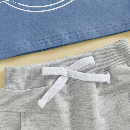 Short Sleeve Train Solid Shorts Baby Set