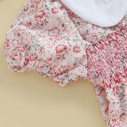 Short Sleeve Floral Collar Baby Romper