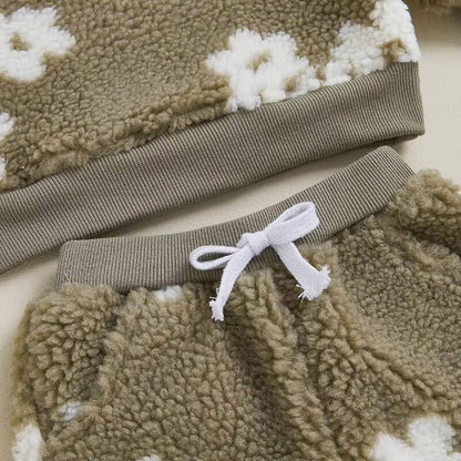 Long Sleeve Floral Fuzzy Baby Set