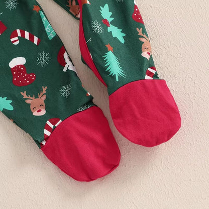 Christmas Zipper Footed Baby Jumpsuit
