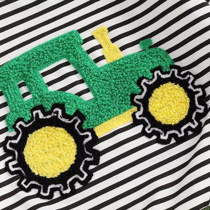 Long Sleeve Striped Tractor Baby Set