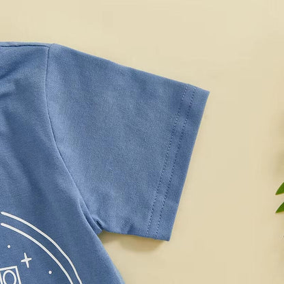 Short Sleeve Train Solid Shorts Baby Set