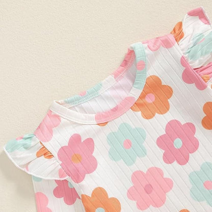 Long Sleeve Floral Suspender Baby Set