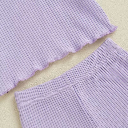 Short Sleeve Solid Ribbed Toddler Set
