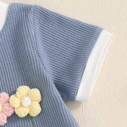 Short Sleeve Waffle Flowers Toddler Set