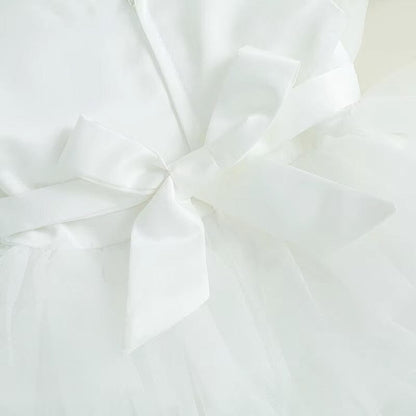 Sparkly Silver Bow Tulle Toddler Dress