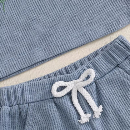 Short Sleeve Waffle Flowers Toddler Set