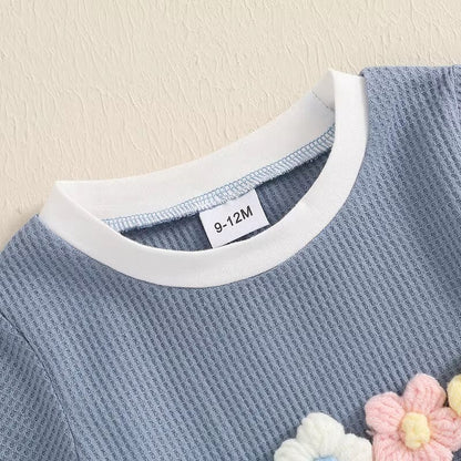 Short Sleeve Waffle Flowers Toddler Set