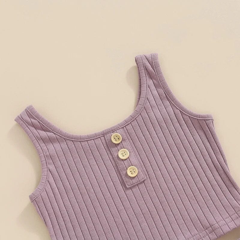 Solid Ribbed Shorts Toddler Set