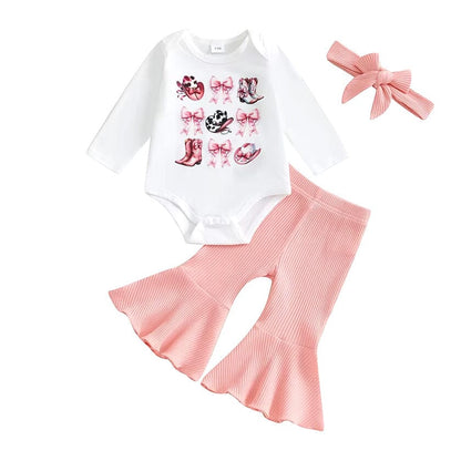 Little Cowgirl Flared Pants Baby Set