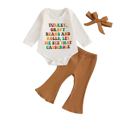Thanksgiving Casserole Flared Pants Baby Set