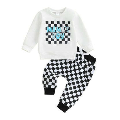 Mama's Boy Checkered Pants Baby Set