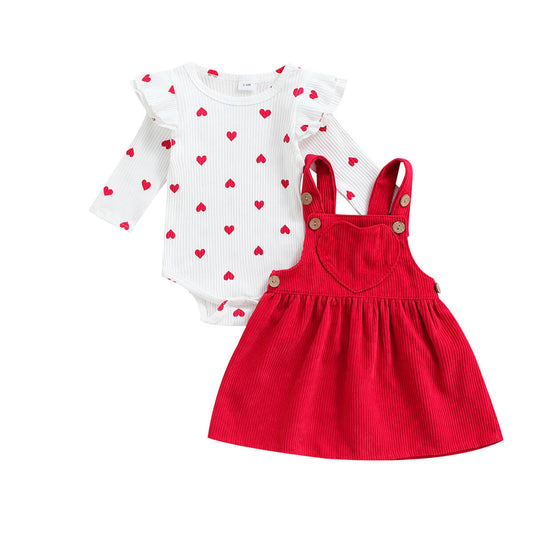 Valentine's Day Red Skirt Baby Set