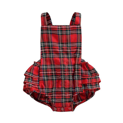 Plaid Ruffled Baby Romper