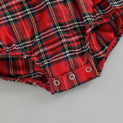 Plaid Ruffled Baby Romper