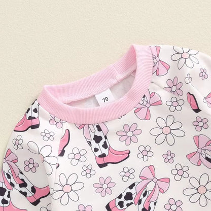 Long Sleeve Cowgirl Floral Baby Set