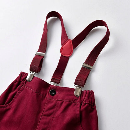 Plaid Shirt Suspender Pants Toddler Set