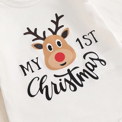 First Christmas Plaid Ruffle Skirt Baby Set