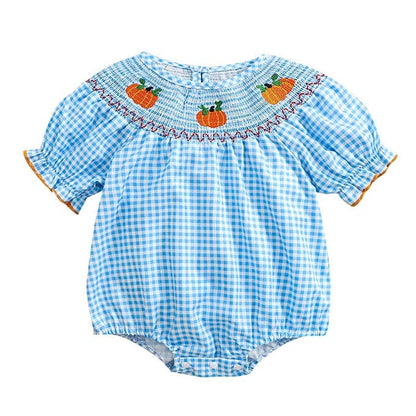 Short Sleeve Plaid Halloween Baby Romper