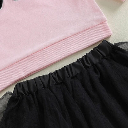 Long Sleeve Boo Tulle Skirt Toddler Set