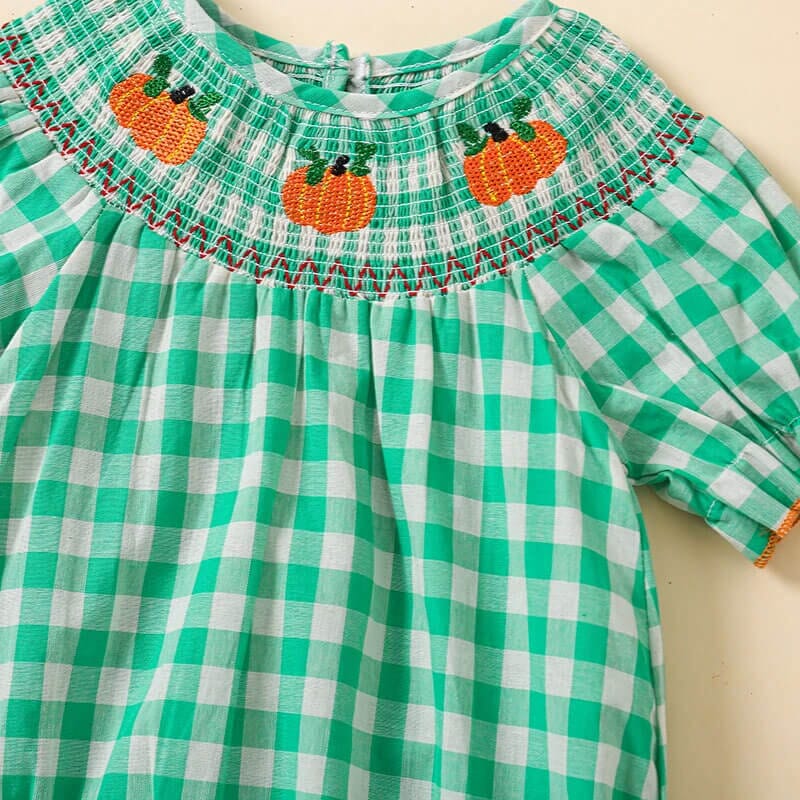 Short Sleeve Plaid Halloween Baby Romper