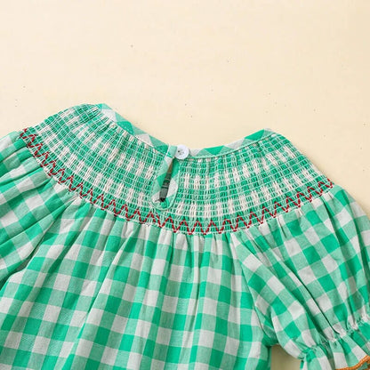 Short Sleeve Plaid Halloween Baby Romper