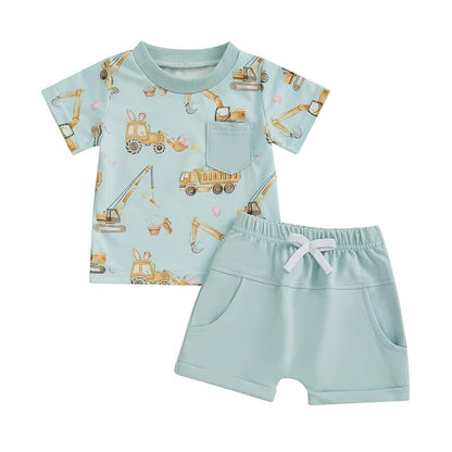 Short Sleeve Excavator Toddler Set