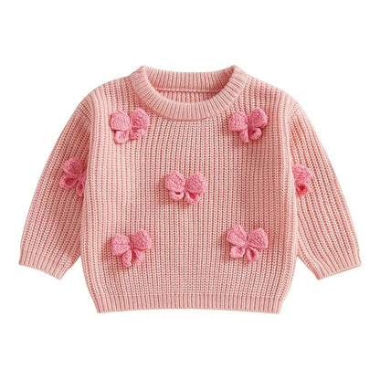 Long Sleeve Knitted Bows Toddler Sweater