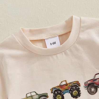 Short Sleeve Trucks Baby Set