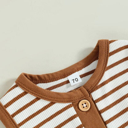 Sleeveless Striped Buttons Baby Jumpsuit