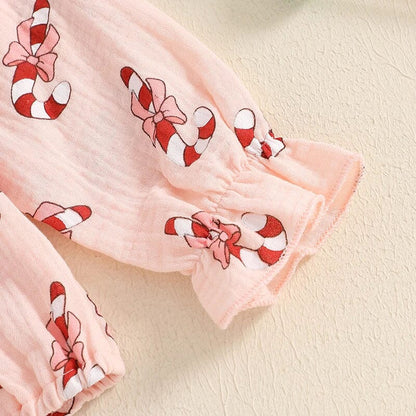 Long Sleeve Candy Cane Baby Romper