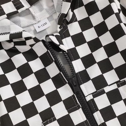 Long Sleeve Checkered Hoodie Toddler Set