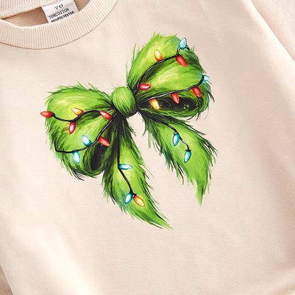 Long Sleeve Christmas Bow Baby Bodysuit