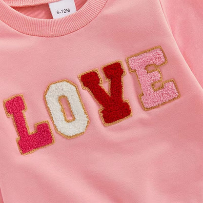 Long Sleeve Love Flared Pants Baby Set