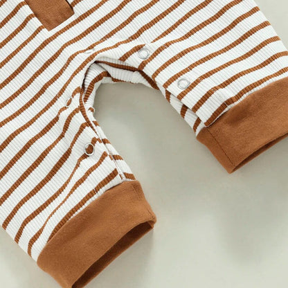 Sleeveless Striped Buttons Baby Jumpsuit