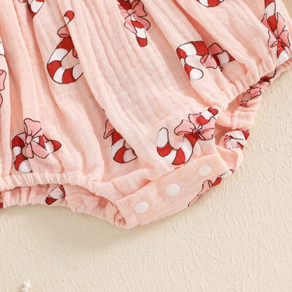 Long Sleeve Candy Cane Baby Romper
