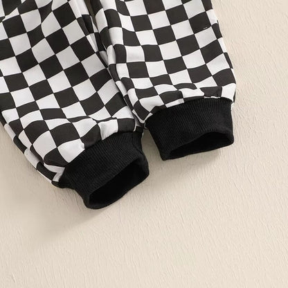 Long Sleeve Checkered Hoodie Toddler Set