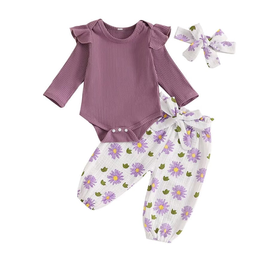 Long Sleeve Floral Pants Baby Set