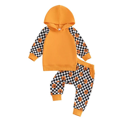 Halloween Checkered Hooded Toddler Set