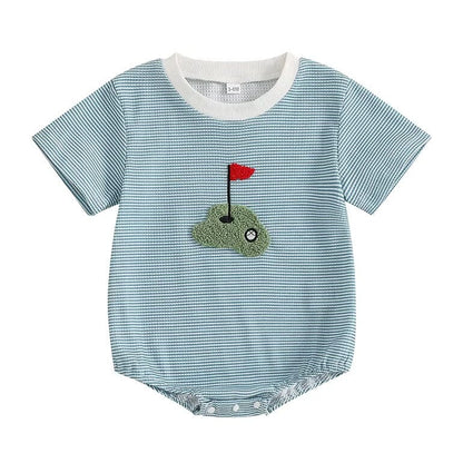 Short Sleeve Golf Stripes Baby Bodysuit