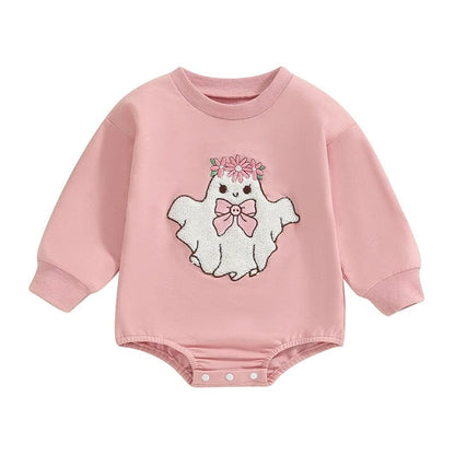 Long Sleeve Pink Ghost Baby Bodysuit