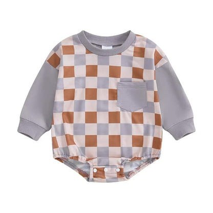 Long Sleeve Plaid Baby Bodysuit