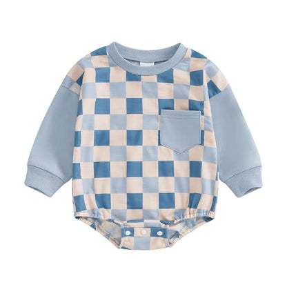 Long Sleeve Plaid Baby Bodysuit