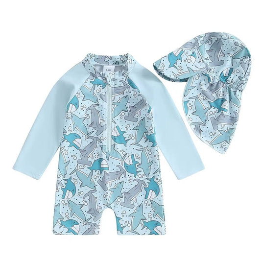 Long Sleeve Zipper Baby Swimsuit