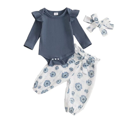 Long Sleeve Floral Pants Baby Set