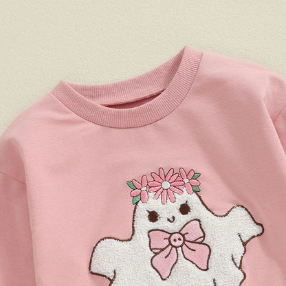 Long Sleeve Pink Ghost Baby Bodysuit