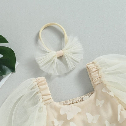 Long Sleeve Butterfly Lace Toddler Dress