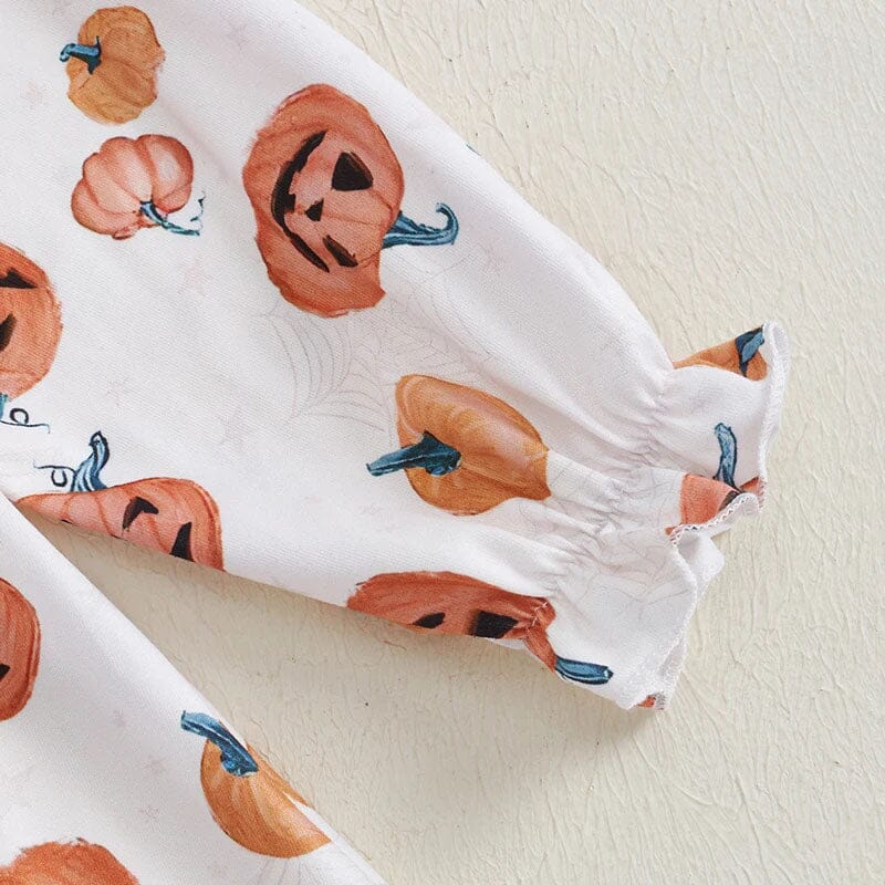 Long Sleeve Halloween Pumpkins Toddler Dress